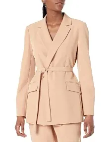 The Drop Women's Ren Wrap-Front-Belted Blazer