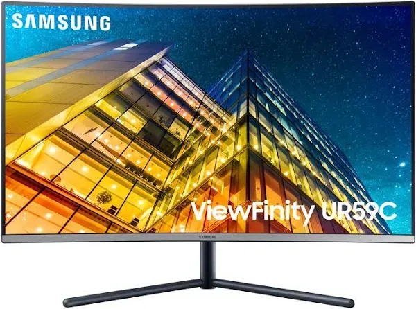 SAMSUNG UR59 Series 32-Inch 4K UHD (3840x2160) Computer Monitor, Curved, HDMI, Display Port, 3-Sided Border-Less, Eye Saver Mode (LU32R591CWNXZA) + Wacky Jacky Cleaning Cloth