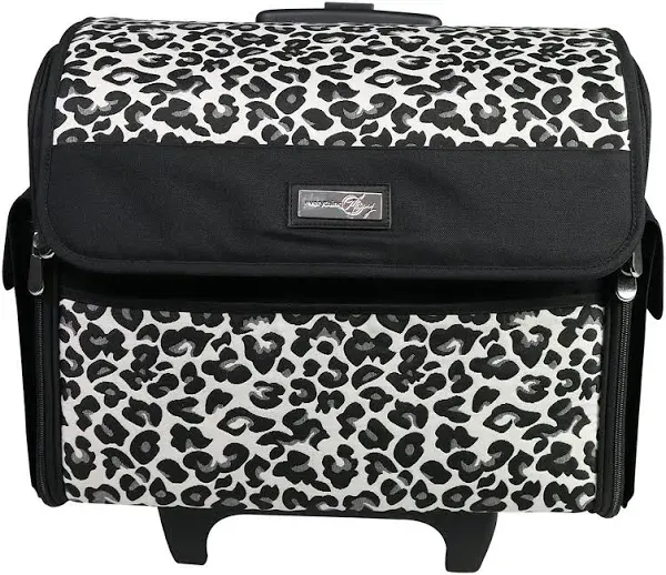 Collapsible Cheetah Print Rolling Sewing Machine Tote - Sewing Machine Case Fits