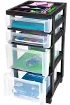 Iris 4 Drawer Rolling Storage Cart, Black