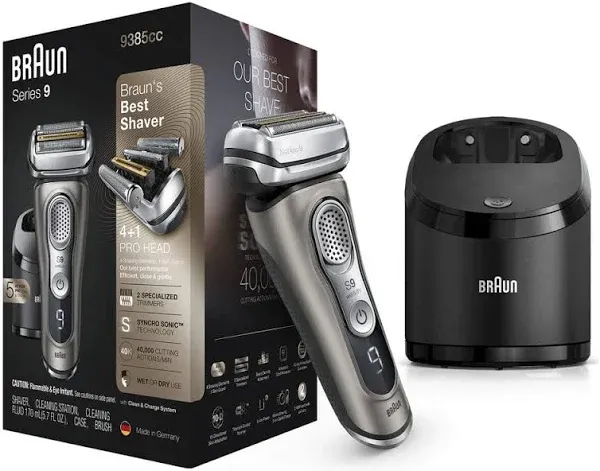 Braun Series 9 9385cc Latest Generation Electric Shaver Rechargeable & Cordless Electric Razor for Men