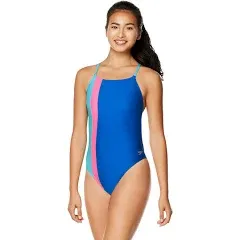 SPEEDO One Piece Block Black Tie Back Eco Cheeky Female Training Swimsuit 28 NEW