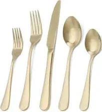 Amefa Austin 20pc Flatware Set, 18/0 Stainless Steel Gold - Dinnerware Sets - Utensil Sets - Spoons Forks Set - Spoon Fork Set - Silverware Set - Knives Forks Spoons