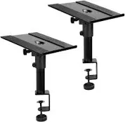 **Base Only** VIVO Universal Black Steel Clamp-on Desk Table Speaker Stands