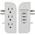 3 Sideoutlet 1200 Joule Surge Protector Walltap W/3port Usba &amp; 1port Usbc Charge