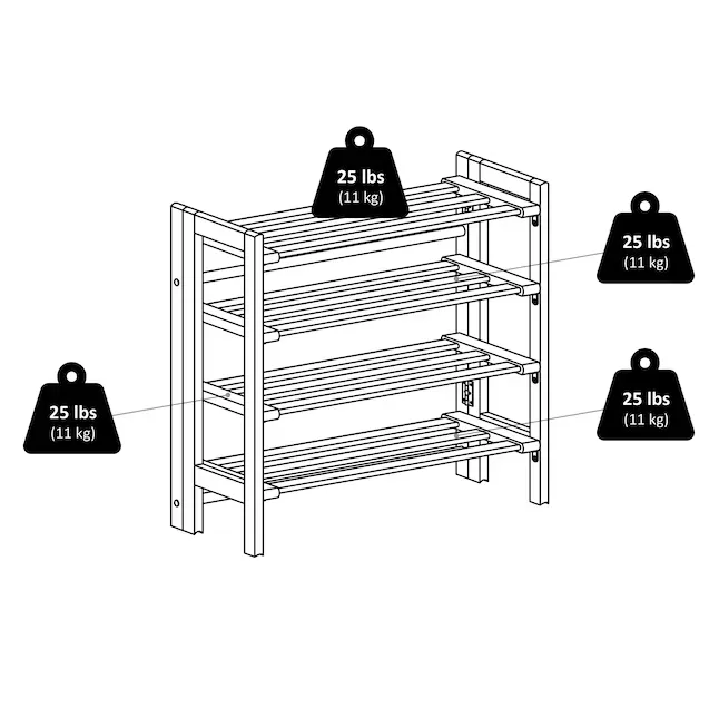 Winsome Wood Clifford 4-Tier Foldable Shoe Rack, Stackable, Natural Finish