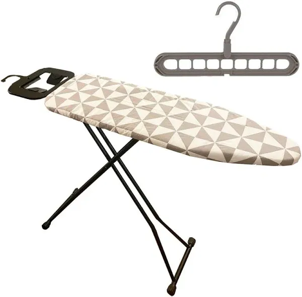 Foldaway Lightweight Iron Board with Safety Iron Holder, Bonus Built-in Smart Hanger, Extra Clothes