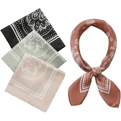 Yeaplike Women's Silk Feel Satin Square Head Scarves (4 Pcs)