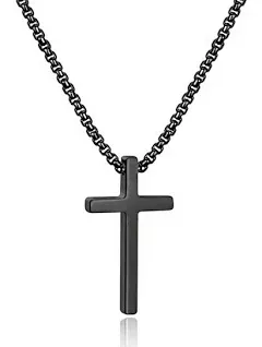 M MOOHAM Men's Plain Cross Pendant Necklace