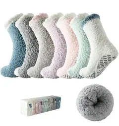 Non Slip Warm Fuzzy Socks Sleep Cozy Socks Winter Soft Fluffy Socks with Grips