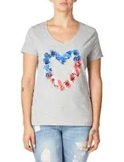 Hanes Women's Bleach Floral Cascade Short-Sleeve V-Neck Graphic Tee