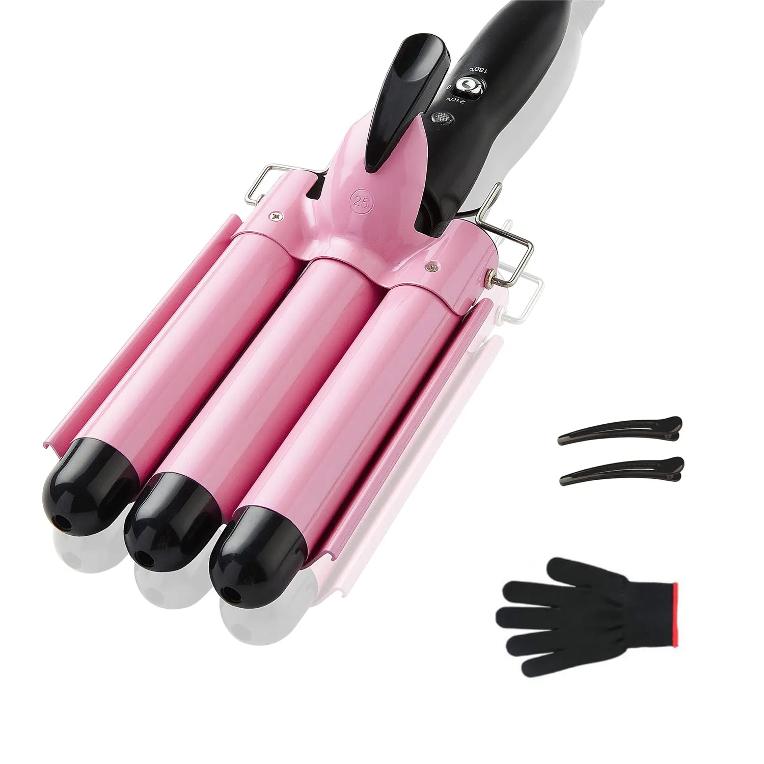 3 Barrel Curling Iron Hair Crimper, TOP4EVER 25mm（1 inch ） Professional Hair ...