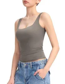 Women's Square Neck Tank Top Sleeveless Double Lined Basic Tops Sharp Collection