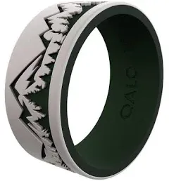 Men's Qalo Rubber Silicone Ring Frost & Forest Ridgeline Strata Silicone Rubber Wedding Band