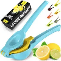 Zulay Kitchen 2-in-1 Lemon Squeezer, Bright Yellow and Red