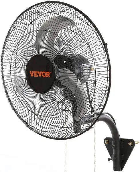 VEVOR 18 in. 3-Speed High Velocity Max. 4000 CFM Oscillating Industrial Wall Mount Fan