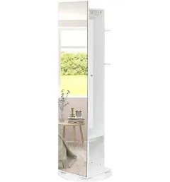 White Jewelry Armoire with Full Length Mirror 360° and