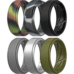 ThunderFit Silicone Wedding Rings for Men, Breathable Edition Rubber Engagement Bands Airflow Inner Grooves 8.5mm Wide 2.5mm Thick - 1/2/3/4/5/6/7 Variety Multipack