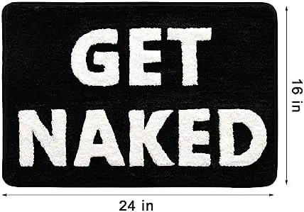 Get Naked Bath Mat Cute Pink and White Bathroom Rugs Funny Non Slip Bathtub D...