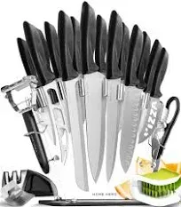 Home Hero Kitchen Knife Set 17pc Stainless Steel Knives with stand &amp; accessories