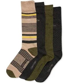 Calvin Klein Men&#039;s 4 Pk Crew Dress Socks Multi One Size