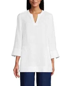 LANDS’ END Linen Tunic Women’s Size Medium\nWhite...