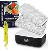 KitchenBe1 Cheese Grater with Container, Lid, and Peeler Set