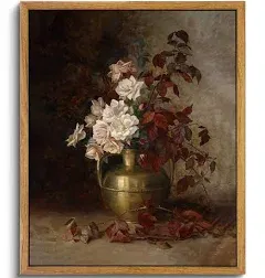 Vintage Flower Wall Art Room Decor, Framed Canvas Wall Art Botanical Prints, ...