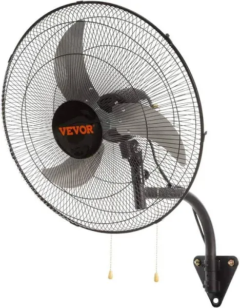 VEVOR Wall Mount Fan 20 in. 3-Speed High Velocity Max. 4650 CFM Oscillating Industrial Wall Fan for Warehouse