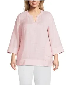 Women's Lands' End Plus Size Linen Split Neck Tunic Top