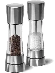 Cole & Mason Derwent Salt and Pepper Mills, Adjustable Grind Settings, Gourmet Precision+, Stainless Steel/Acrylic, 190 mm, Gift Set, Includes 2 x Salt and Pepper Grinders