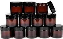 Amber 2 Oz Glass Jar Black Lid - Pack of 12