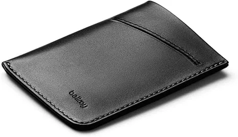 Bellroy Card Sleeve (Premium Leather Card Holder or Minimalist Wallet, Holds 2-8 Cards or Business Cards, Folded Note Storage) - Black