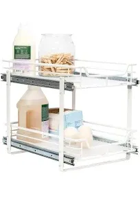 Household Essentials Glidez Multipurpose Paint-Finished Steel Pull-Out/Slide-Out Storage Organizer with Plastic Liners for Under Cabinet Use