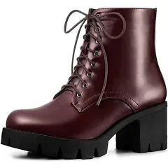 Allegra K Women's Platform Chunky Heel Combat Boots