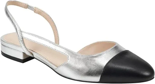 Marc Fisher Women's Dela Leather Toe Cap Slingbacks