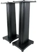 2) Rockville SS28B Premium Black Wood Grain 28&#034; Home Speaker Stands Up to 100Lbs