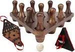 Shuffleboard Bowling Pin Set with 10 Pcs Premium Hardwood Bowling Pins