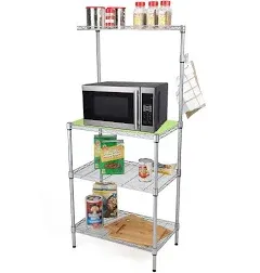 Microwave Rack with Storage, Bakers Rack, Utility Shelf, Kitchen, Metal, 21.2...