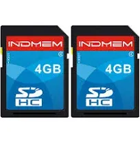 INDMEM SD Card 4GB SDHC Class 4 Flash Memory Card 4 GB Digital Camera Cards 2 Packs