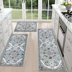 Farmhouse Kitchen Rugs Sets of 3 Non Slip Washable Kitchen Rugs and Mats