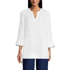 Lands' End Women's Linen Split Neck Tunic Top