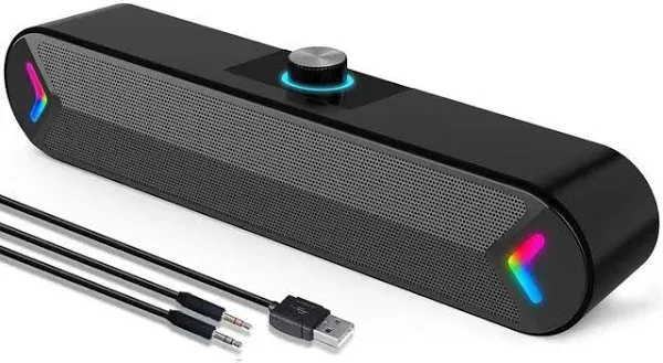 LENRUE Computer SpeakersWired USB-Powered Sound-bar with 10W Stereo Sound for...