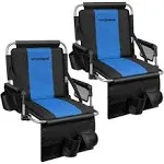 VIVOHOME Stadium Seats with Back Support and Cushion, 2 Pack Portable Bleacher Chairs with Cup Holder, Storage Bags and Shoulder Strap