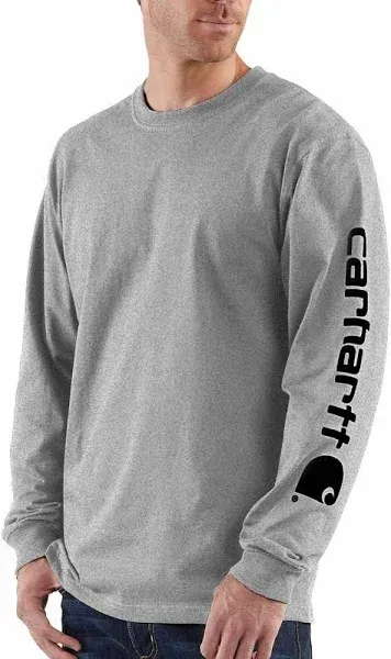 Carhartt Men's Loose Fit Heavyweight Long-Sleeve Logo Sleeve Graphic T-Shirt