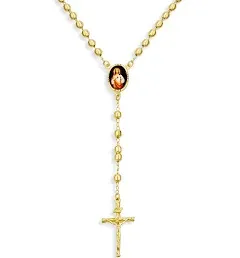 Bling Jewelry Holy Cross Scared Heart of Jesus Rosary Beads Necklace