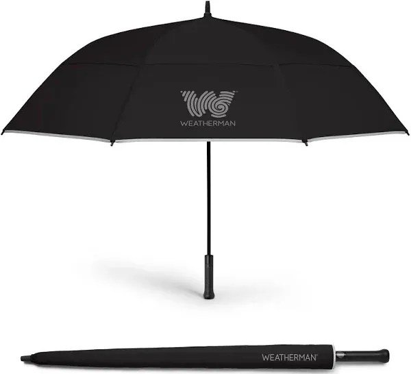  Umbrella - Golf Umbrella - Windproof Sports Umbrella Resists Up 62 inch Black