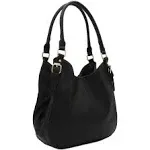 Lightweight 3 Compartment Faux Leather Medium Hobo Bag Black