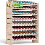 SereneLife Bamboo Stackable Wine Rack, 8-Tier 72 Bottle Capacity Wine Racks Free Standing Floor, No Tools Assembly, Modular Storage Display Shelf