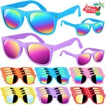 GINMIC Valentines Kids Sunglasses Party Favors with Cards, 24Pack Neon Sunglasses for Kids, Boys and Girls, Great Gift for Birthday Party Supplies, Beach, Pool Party Favors, Fun Gift, Party Toys